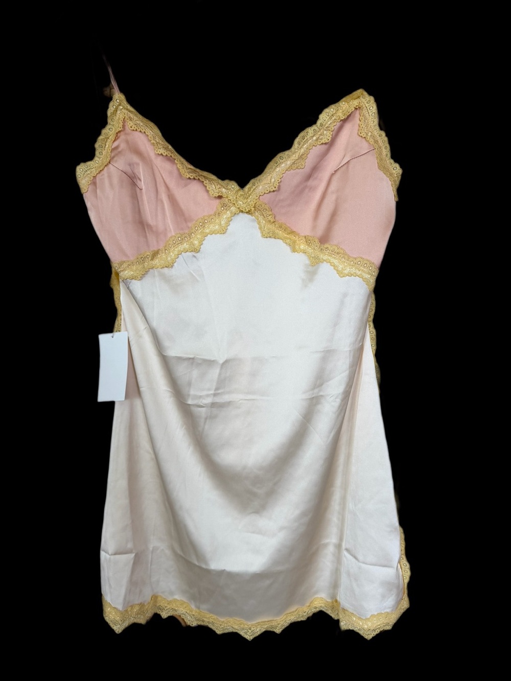 NICHOLE LYNEL | Satin Lace Trim Mini Slip Dress